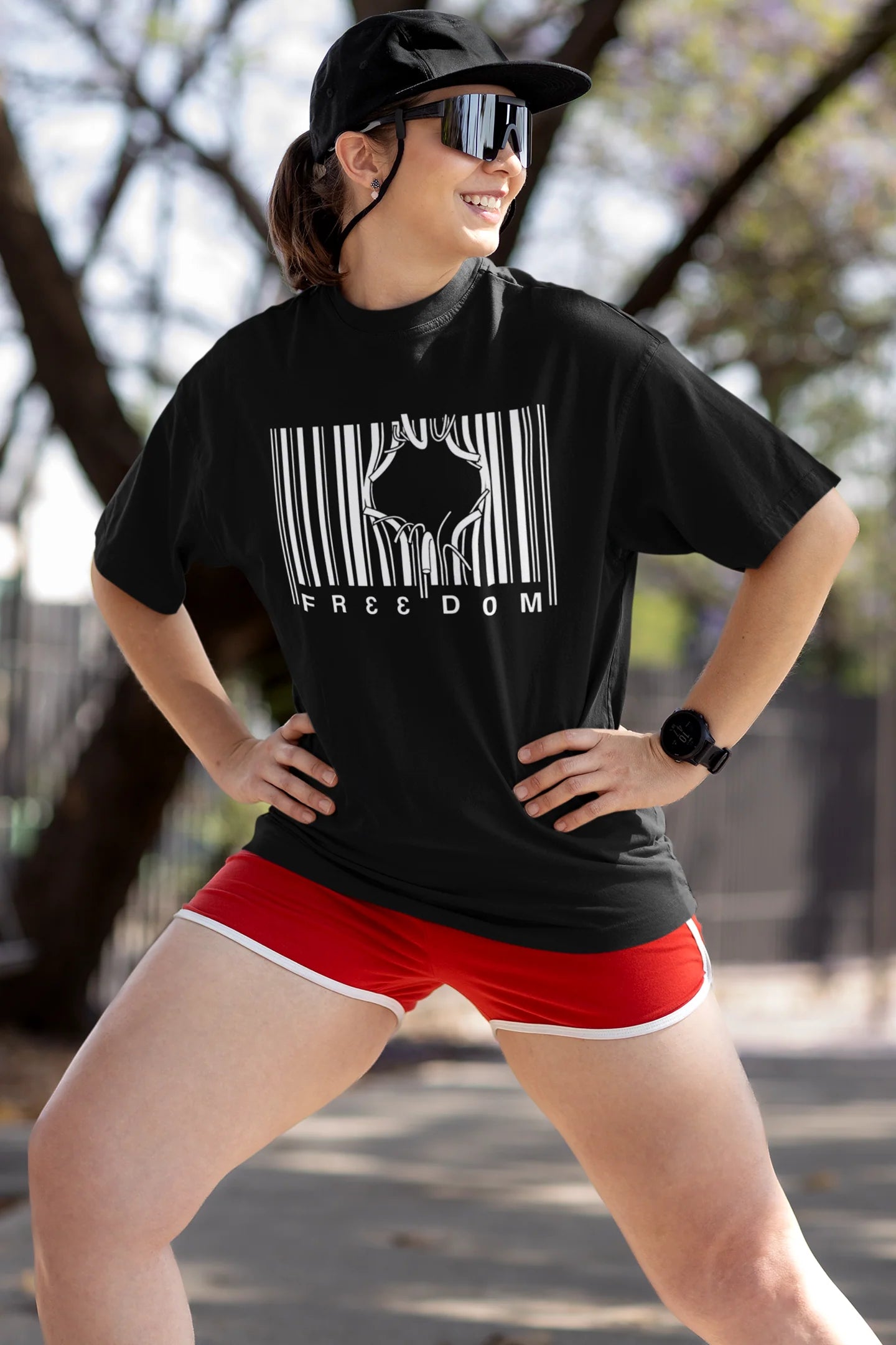 Customvilla Freedom Printed Oversized Drop Shoulder T-Shirt for Women