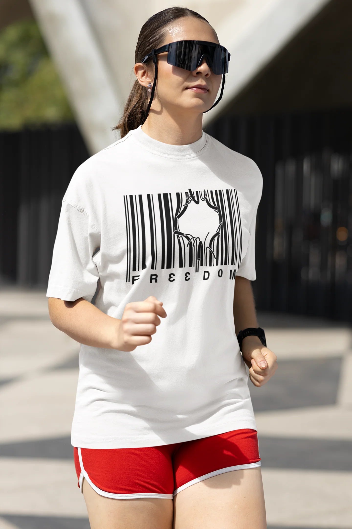 Customvilla Freedom Printed Oversized Drop Shoulder T-Shirt for Women