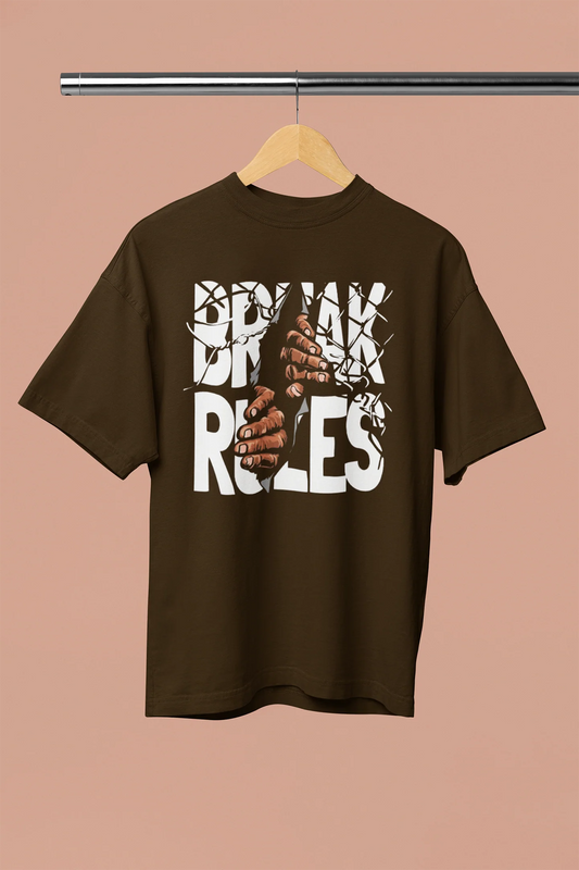 CustomVilla Break Rules Printed Oversized Drop Shoulder T-Shirt