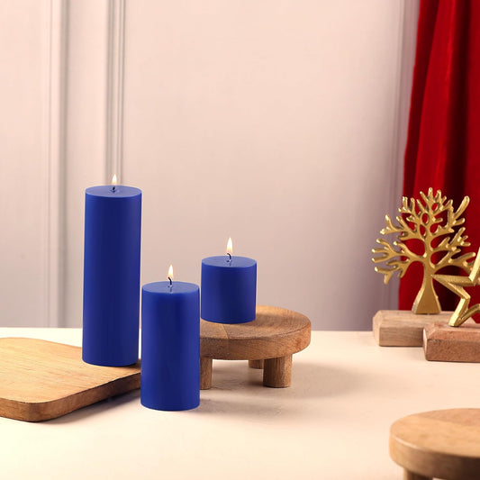 Pillar Candle by CustomVilla | Unscented Pillar Candles Set of 3 || 2x2, 2x4, 2x6 Inches || Paraffin Wax Candles || Home Decor (White)