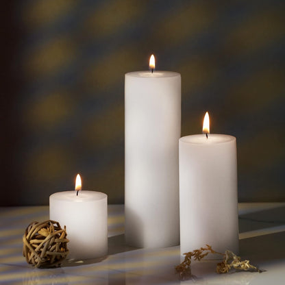 Pillar Candle by CustomVilla | Unscented Pillar Candles Set of 3 || 2x2, 2x4, 2x6 Inches || Paraffin Wax Candles || Home Decor (White)