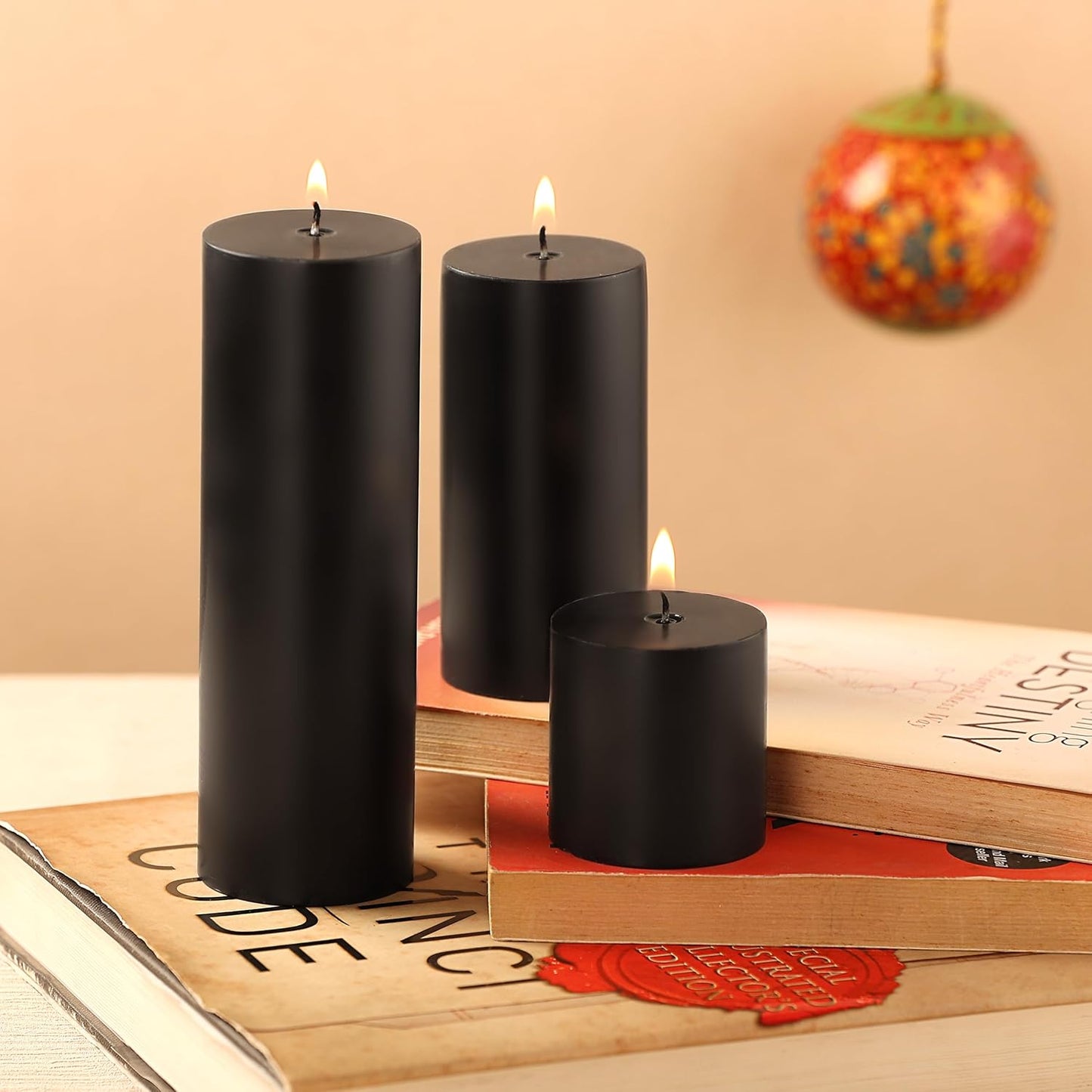 Pillar Candle by CustomVilla | Unscented Pillar Candles Set of 3 || 2x2, 2x4, 2x6 Inches || Paraffin Wax Candles || Home Decor (White)