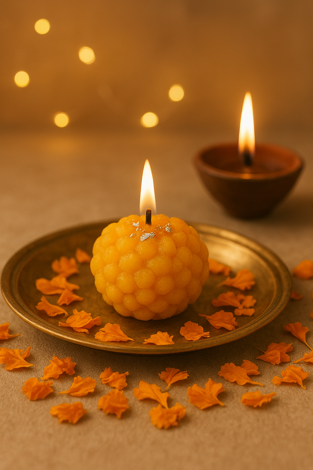 CustomVilla Traditional Ladoo Candles for Festive Gifting, Home Decor, Diwali Gift Set (Ladoo Candles, 4, Count)
