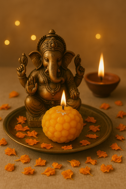 CustomVilla Traditional Ladoo Candles for Festive Gifting, Home Decor, Diwali Gift Set (Ladoo Candles, 4, Count)