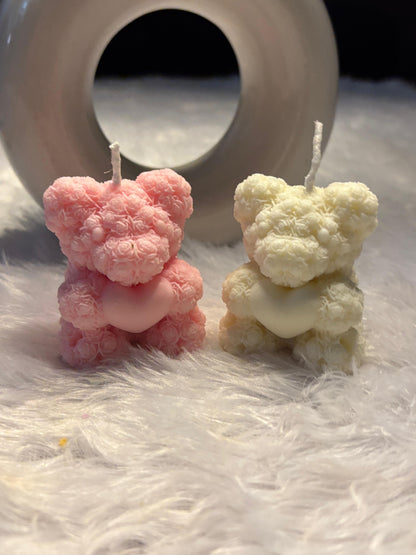 Mini Teddy Candle with Rose Texture – Handcrafted Decorative Scented Candle | CustomVilla