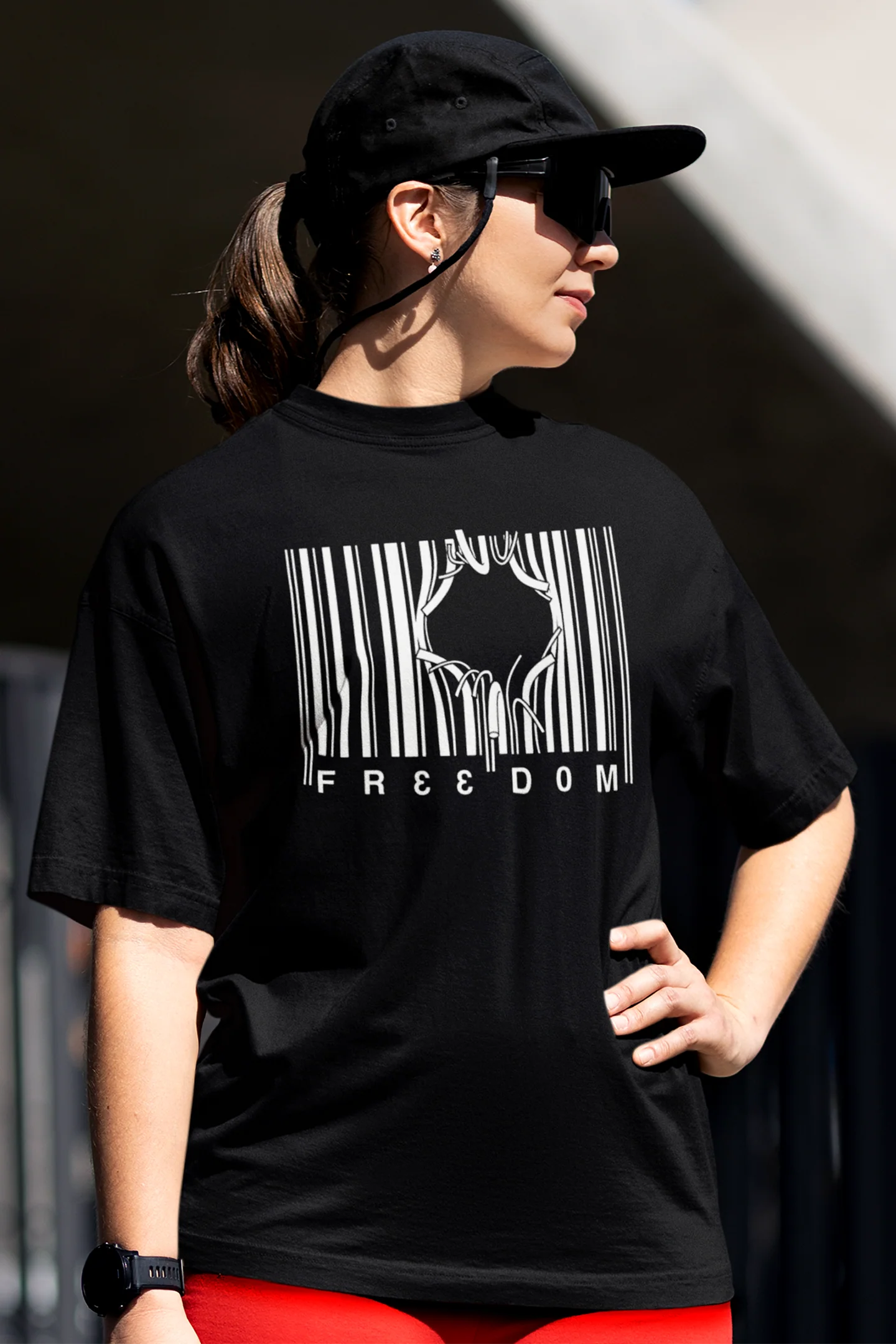 Customvilla Freedom Printed Oversized Drop Shoulder T-Shirt for Women