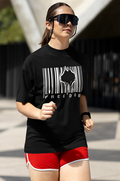 Customvilla Freedom Printed Oversized Drop Shoulder T-Shirt for Women