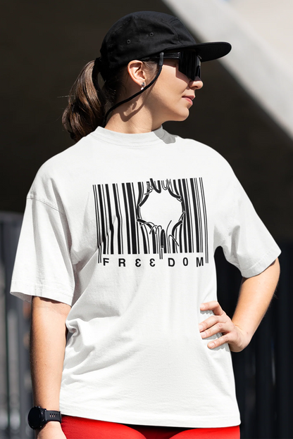 Customvilla Freedom Printed Oversized Drop Shoulder T-Shirt for Women