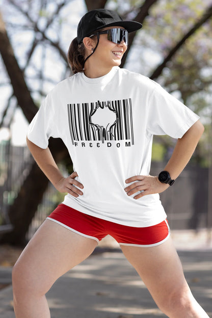 Customvilla Freedom Printed Oversized Drop Shoulder T-Shirt for Women