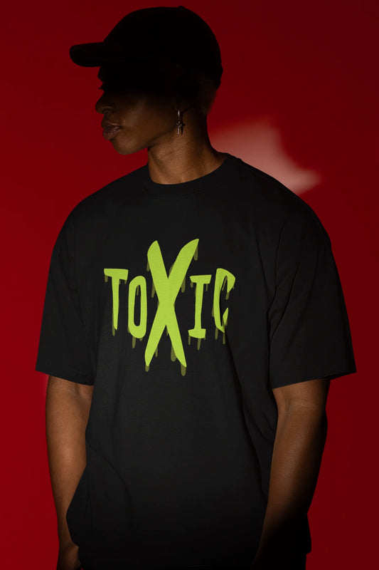 Toxic Printed Oversized Drop Shoulder T-Shirt